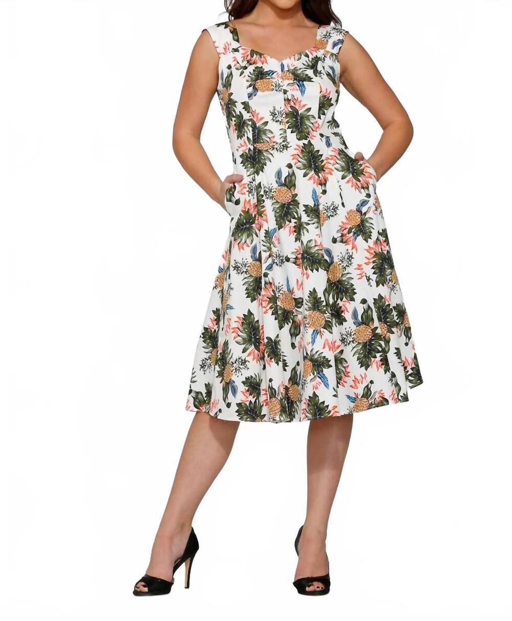 NEW ORCHID BLOOM hawaiian swing dress in white